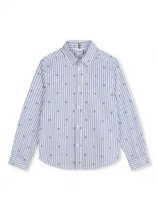 Полосатая рубашка с логотипом BOSS Kidswear, синий