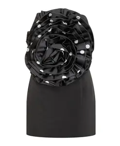 Мини-Платье с цветочной вышивкой и боковой застежкой-молнией Rotate Birger Christensen, черный