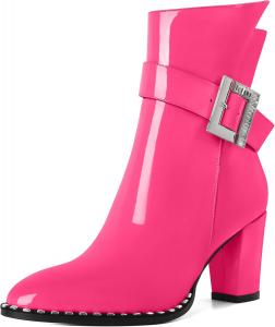 Женские ботильоны Eldof с округлым носком, массивным каблуком, бусинами, осенние короткие ботинки с пряжкой, боковой молнией, каблук 7,5 см