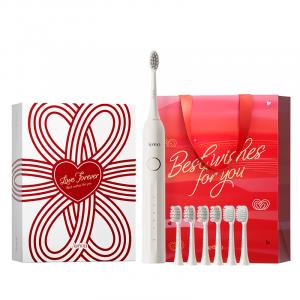 Электрическая зубная щетка Upgraded, Couple Heart Shopping Bag, в комплекте 4 сменные насадки T1A APIYOO, белый