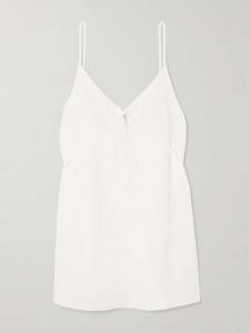 Льняное мини-платье с завязками Deiji Studios, белый