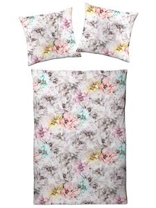 Traumschloss Постельное белье Dream Castle из трикотажа интерлок - цветы в акварельном стиле, серый цвет