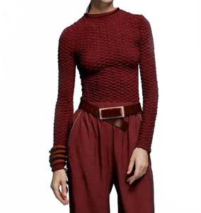 Топ с длинными рукавами Jari бордового цвета Silvia Tcherassi