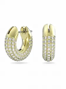 Официальные серьги-кольца Swarovski Dextera, маленькие, белые, с золотистым покрытием.