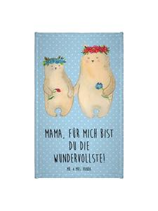 Mr. & Mrs. Panda Мишка из полотенца с цветочным венком и надписью пастельно-голубого цвета