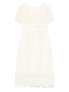 Платье-накидка из кружева Self-Portrait Kids, нейтральный