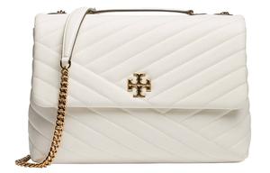 TORY BURCH Кожаная сумка Kira Sheepskin маленькая квадратная, через плечо, большая женская ivory white