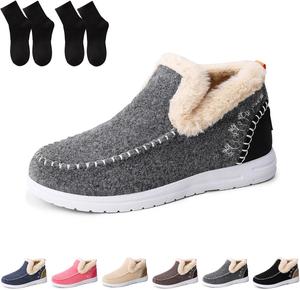 Женские зимние сапоги для снега, с пушистой подкладкой, зимние домашние тапочки, теплые с искусственным меховым воротником для холодной погоды Generic, Grey
