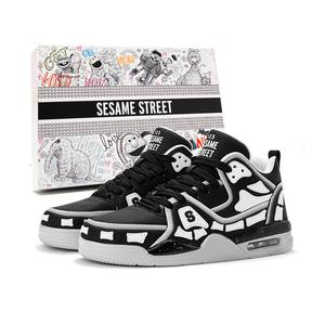 SESAME STREET Юнисекс скейтбордские кроссовки мид-топ Китайский красный/Классический черный белый, цвет Classic Black White