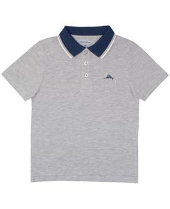 Детская поло-рубашка с коротким рукавом и вышивкой, меланжевого цвета Tommy Bahama, Heather gray
