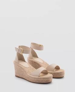 Женские босоножки на танкетке с пряжкой MANGO, бежевый