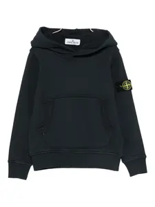 Топ с капюшоном и нашивками Stone Island Junior, синий