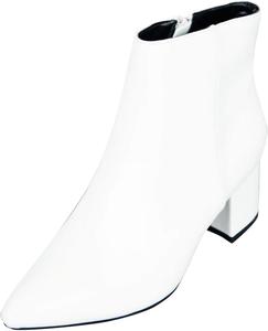Женские ботильоны BAMBOO с заостренным носком и низким устойчивым каблуком, White