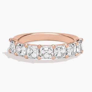 Кольцо с семью выращенными в лаборатории бриллиантами Asscher из 14-каратного розового золота (2 карата, два карата - FG / VS2-SI1) Blue Nile