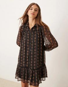 Платье-рубашка с отделкой в мелкий цветочный узор Miss Selfridge