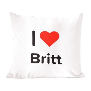 Декоративная подушка MuchoWow, подушка для дивана, декоративная подушка для гостиной, 60 х 60 см, I love - Бритт - девочка - чехол на подушку - хлопчатобумажная ткань - декоративные наволочки