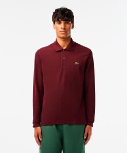 Рубашка-поло с длинным рукавом, меланжевого цвета, в рубчик, модель L1313 (меланж, длинный рукав)