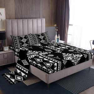 Erosebridal Бохо комплект постельного белья Aztec Black в стиле викторианского барокко, Multi 37