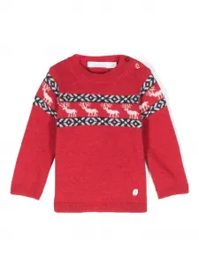 Свитер вязки интарсия Patachou, красный