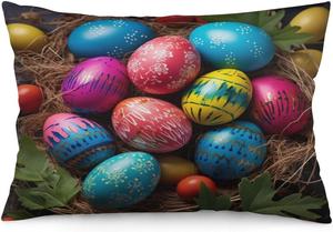 MaSiledy Декоративные подушки Happy Easter с принтом яиц и кроликов Pattern-3