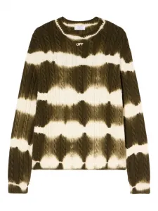 Круглый свитер с косичками и эффектом тай-дай Off-White, зеленый
