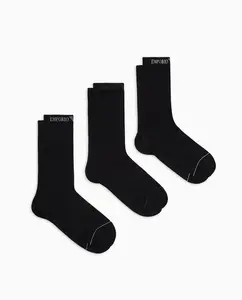 Набор из трех пар коротких мужских носков Emporio Armani, черный