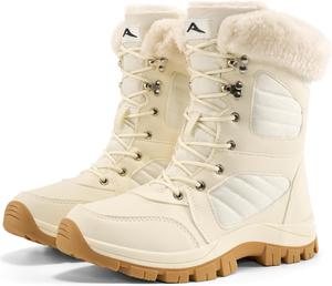 Женские зимние сапоги Zofre: водонепроницаемые, теплые, с меховой подкладкой, удобные, с нескользящей подошвой, средней высоты, для улицы Zorfe, White