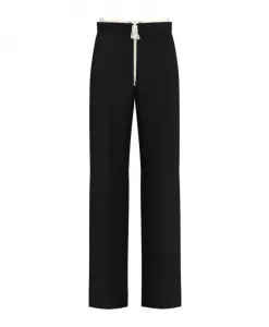 Черные прямые брюки с атласной отделкой Marella, черный