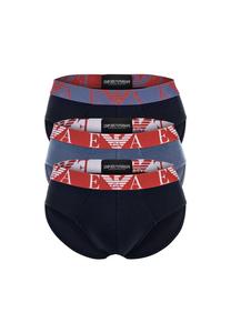 Комплект из 3 трусов - трусы с яркой монограммой эластичный хлопок Emporio Armani, синий