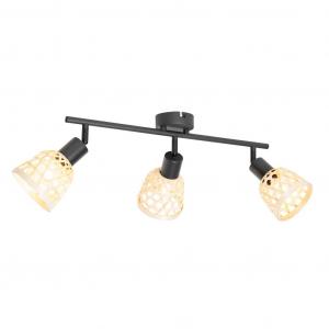 QAZQA - Oriental Oriental Spot I Spot Light I Потолочный точечный светильник I Потолочный точечный светильник I Spotlight I Лампа I Свет черный с бамбуковым 3-световым точечным светильником - Rayan I Гостиная I Спальня - Ba, белый