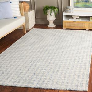 Ковер SAFAVIEH, 153 x 244 см, коллекции Ebony - Blue/Ivory, геометрический рисунок, идеален для помещений с высокой проходимостью в гостиной, спальне, столовой (EBN140M)