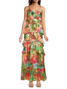 Платье Harlen с металлизированными рюшами Ramy Brook, цвет Tropical Multi
