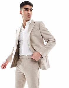 Узкий пиджак из шерстяной смеси с плетением Stone Asos Design