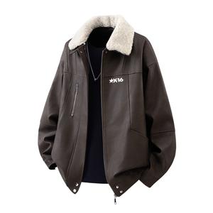 X1617 Куртка Unisex Brown Top Lapel Thickened