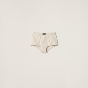 Трикотажные боксерские шорты с окраской готового изделия MIU MIU, натуральный