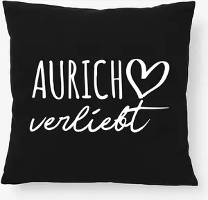 Подушка-подарок Huuraa Aurich 40x40 см с наполнителем, черный хлопок, декор Aurich Hellweg Druckerei