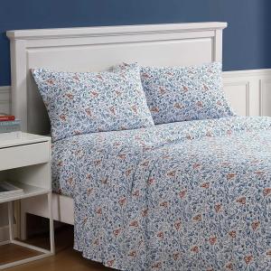 Nautica Комплект постельного белья "Coastal Fun Blue", 3 предмета (Twin XL: 99x203 см): простыня на резинке с глубокими карманами, наволочка. Свежее, прохладное, легкое и дышащее.