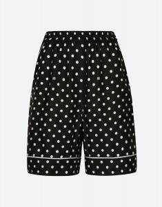 Шелковые пижамные шорты в горошек Dolce & Gabbana, принт