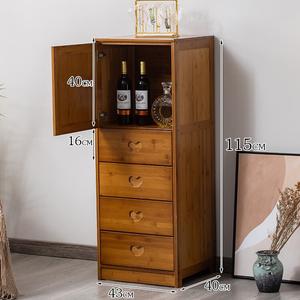 Yu Senyi Комод 115 см для спальни из массива бамбука, 4 ящика с дверцами, цвет чайный