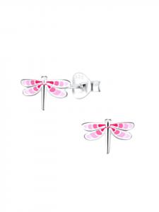 Alexander York Серьги-гвоздики в виде стрекоз из розового серебра 925 пробы, комплект из 2 штук