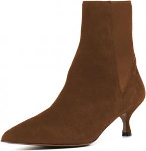 Женские универсальные ботильоны Miss Left с невысоким каблуком типа «kitten», тянущийся материал, заостренный закрытый носок, низкий каблук, на резинке, повседневные ботинки для работы и поездок, размеры US 4-16, Brown