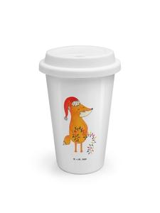 Mr. & Mrs. Panda Термокружка с изображением белой лисы, простая белая, без надписи, на рождественскую тематику