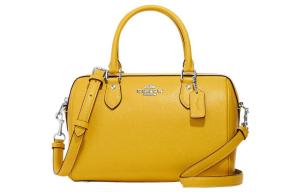 Rowan Cross Grain Leather Shoulder Bag, Сумка через плечо среднего размера женская желтая COACH