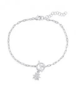 Браслет-Скрепка с подвеской в виде божьей коровки из стерлингового серебра Simona, silver