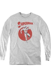 Футболка с длинным рукавом Superman Vintage Sphere для молодежи Gildan, Athletic Heather