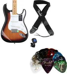 Электрогитара Fender Vintera II '50s Stratocaster - двухцветный Sunburst с накладкой из клена, комплект с ремнем Fender 2" из полиэстера с логотипом - черный с белым логотипом... (4 предмета)