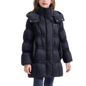 Детская пуховая куртка с воротником-стойкой, утепленная, с капюшоном Disney, черный