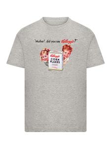Футболка с винтажной детской рекламой кукурузных хлопьев Kellogg's в серых крапинках F4NT4STIC