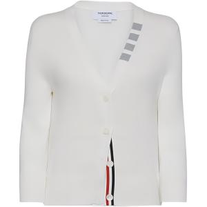 Кардиган с V-образным вырезом на 4 пуговицах THOM BROWNE, белый