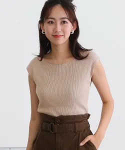 Летний вязаный топ с французскими рукавами, красивый вязаный топ с короткими рукавами для женщин Pourvous, цвет Gray Beige